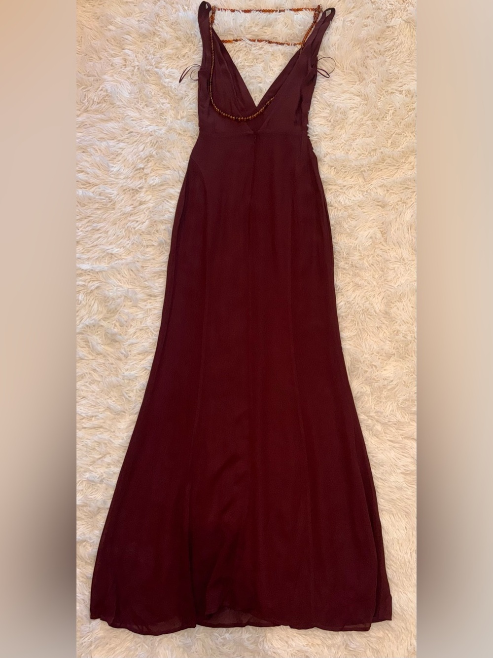 NEW Reformation plus Camille Rowe Hugo low back Mahogany gown sz 0 - Picture 7 of 10